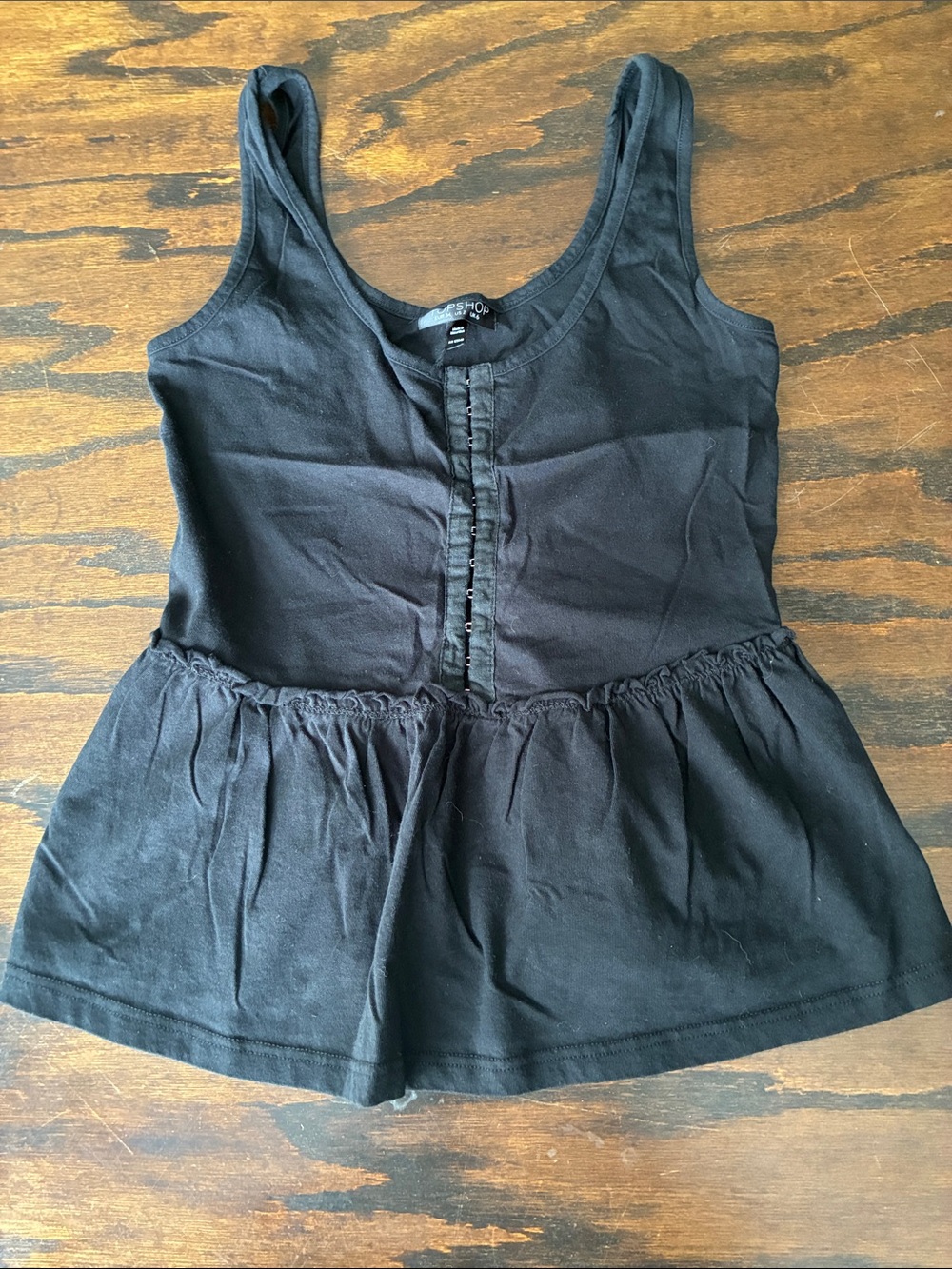 Topshop Black Peplum Scoop Tank Top